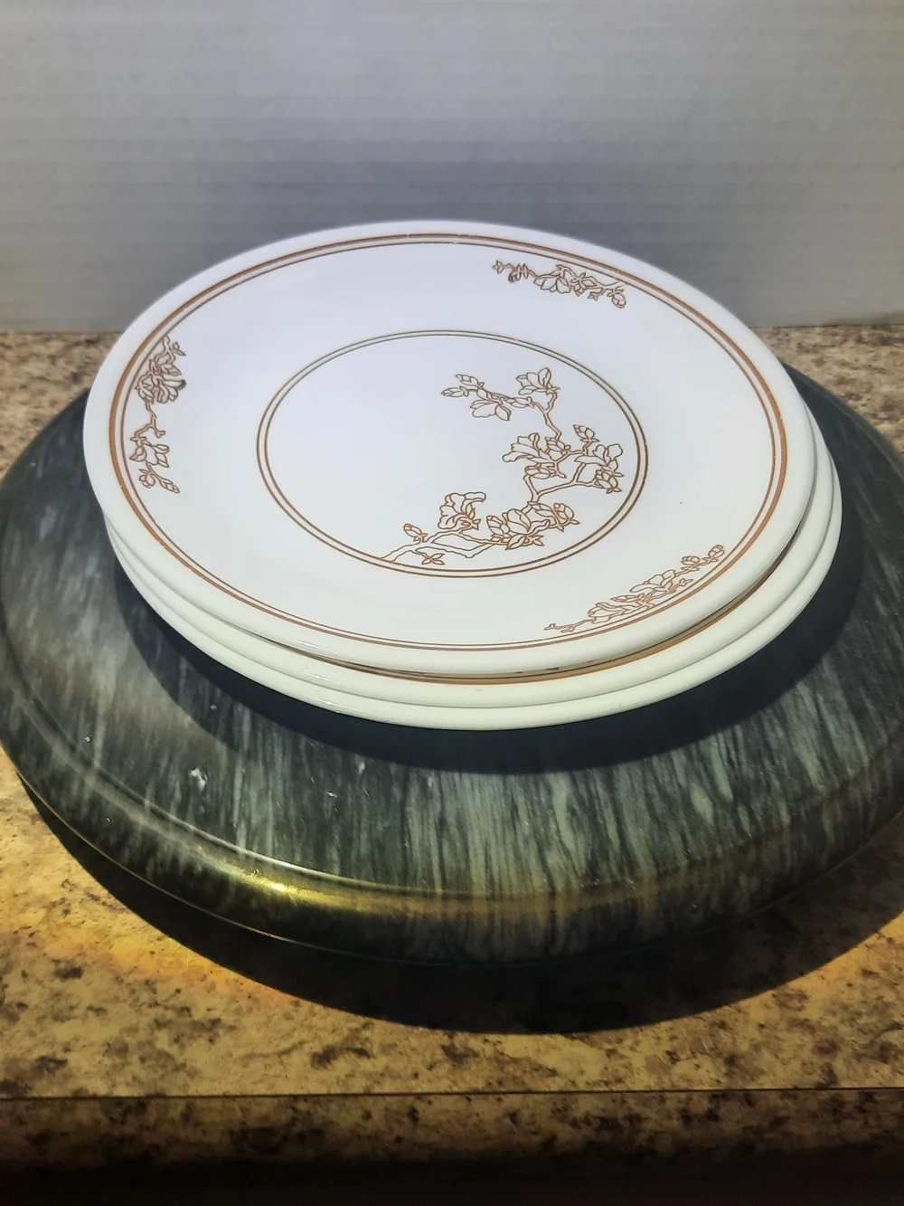 Corelle Oriental Wood Salad Plates X 3
